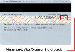 Visa/MasterCard/Discover CVV Code
